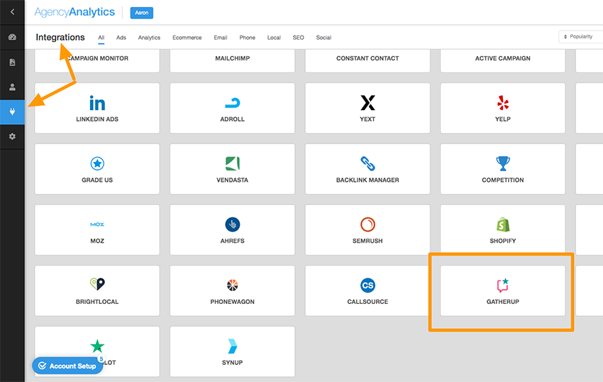 gatherup integration agency anlytics