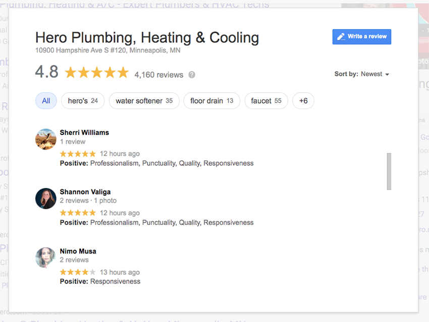 Google review attributes rating only