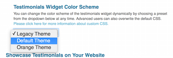 Testimonials Widget Settings